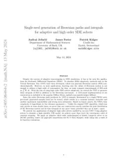 Single-seed generation of Brownian paths and integrals for adaptive and
  high order SDE solvers