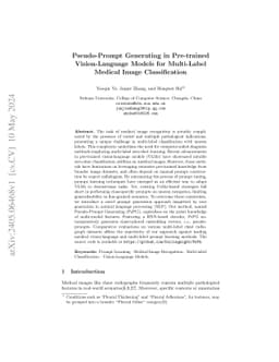 Pseudo-Prompt Generating in Pre-trained Vision-Language Models for
  Multi-Label Medical Image Classification