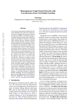 Heterogeneous Graph Neural Networks with Loss-decrease-aware Curriculum
  Learning