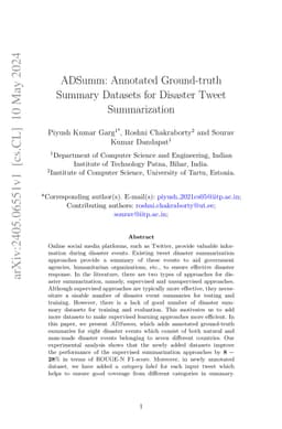 ADSumm: Annotated Ground-truth Summary Datasets for Disaster Tweet
  Summarization