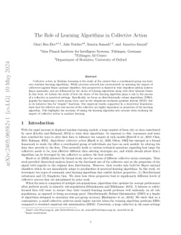 The Role of Learning Algorithms in Collective Action