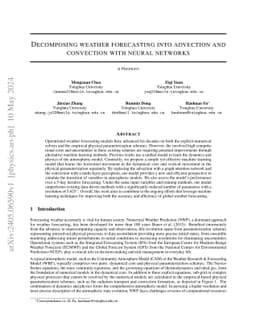 Decomposing weather forecasting into advection and convection with
  neural networks