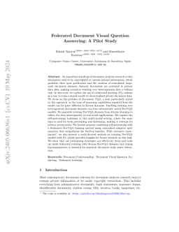 Federated Document Visual Question Answering: A Pilot Study
