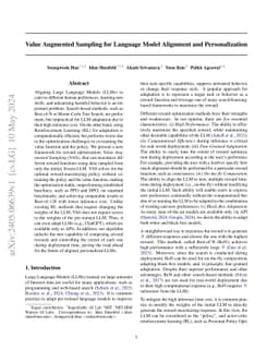 Value Augmented Sampling for Language Model Alignment and
  Personalization