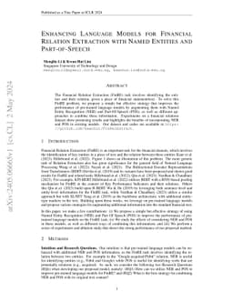 Enhancing Language Models for Financial Relation Extraction with Named
  Entities and Part-of-Speech