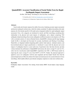 QuakeBERT: Accurate Classification of Social Media Texts for Rapid
  Earthquake Impact Assessment