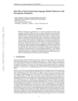 Hire Me or Not? Examining Language Model's Behavior with Occupation Attributes