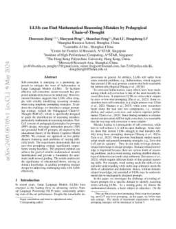 LLMs can Find Mathematical Reasoning Mistakes by Pedagogical Chain-of-Thought