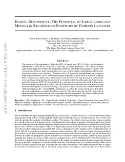 Digital Diagnostics: The Potential Of Large Language Models In
  Recognizing Symptoms Of Common Illnesses