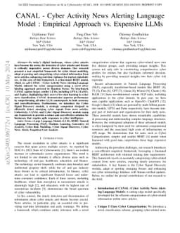 CANAL -- Cyber Activity News Alerting Language Model: Empirical Approach
  vs. Expensive LLM
