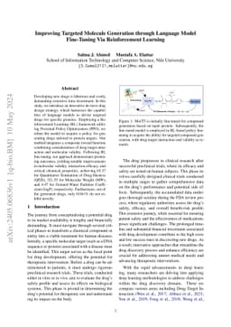 Improving Targeted Molecule Generation through Language Model
  Fine-Tuning Via Reinforcement Learning