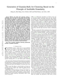 Generation of Granular-Balls for Clustering Based on the Principle of
  Justifiable Granularity