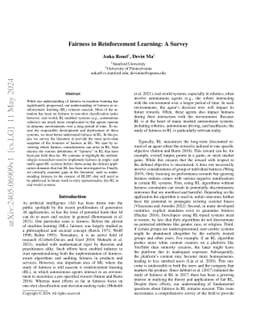 Fairness in Reinforcement Learning: A Survey