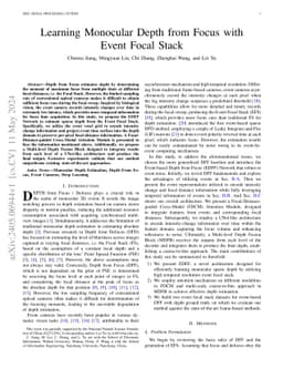 Learning Monocular Depth from Focus with Event Focal Stack