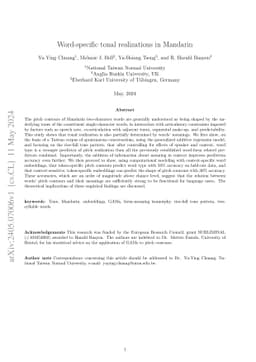 Word-specific tonal realizations in Mandarin