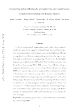 Deciphering public attention to geoengineering and climate issues using
  machine learning and dynamic analysis