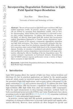 Incorporating Degradation Estimation in Light Field Spatial
  Super-Resolution