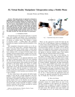 5G Virtual Reality Manipulator Teleoperation using a Mobile Phone