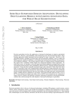 Semi-Self-Supervised Domain Adaptation: Developing Deep Learning Models
  with Limited Annotated Data for Wheat Head Segmentation