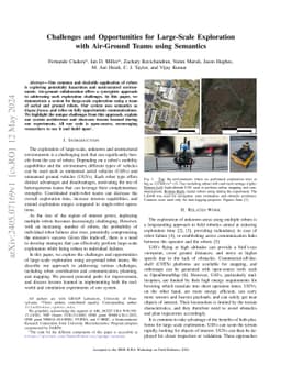 Challenges and Opportunities for Large-Scale Exploration with Air-Ground
  Teams using Semantics
