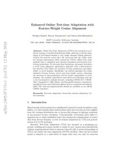 Enhanced Online Test-time Adaptation with Feature-Weight Cosine
  Alignment