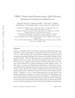 CRSFL: Cluster-based Resource-aware Split Federated Learning for
  Continuous Authentication