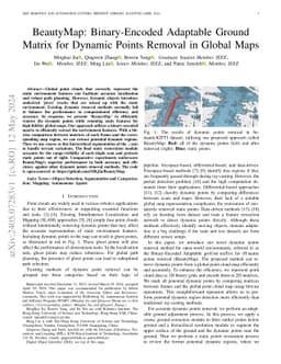 BeautyMap: Binary-Encoded Adaptable Ground Matrix for Dynamic Points
  Removal in Global Maps