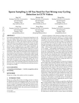 Sparse Sampling is All You Need for Fast Wrong-way Cycling Detection in
  CCTV Videos