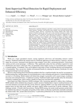 Semi-Supervised Weed Detection for Rapid Deployment and Enhanced
  Efficiency