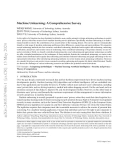 Machine Unlearning: A Comprehensive Survey