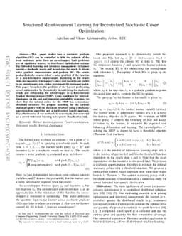Structured Reinforcement Learning for Incentivized Stochastic Covert
  Optimization