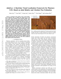 JointLoc: A Real-time Visual Localization Framework for Planetary UAVs
  Based on Joint Relative and Absolute Pose Estimation