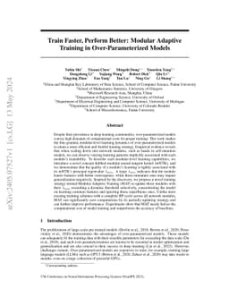 Train Faster, Perform Better: Modular Adaptive Training in
  Over-Parameterized Models
