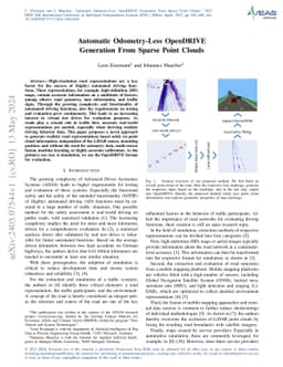 Automatic Odometry-Less OpenDRIVE Generation From Sparse Point Clouds