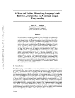 COBias and Debias: Balancing Class Accuracies for Language Models in Inference Time via Nonlinear Integer Programming