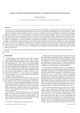 Impact of white Gaussian internal noise on analog echo-state neural
  networks