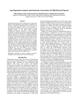 Age-Dependent Analysis and Stochastic Generation of Child-Directed
  Speech