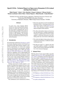 OpenLLM-Ro -- Technical Report on Open-source Romanian LLMs