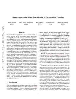 Secure Aggregation Meets Sparsification in Decentralized Learning