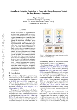 LlamaTurk: Adapting Open-Source Generative Large Language Models for
  Low-Resource Language