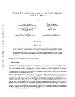 Neural Network Compression for Reinforcement Learning Tasks