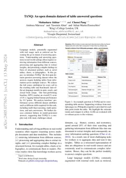 TANQ: An open domain dataset of table answered questions