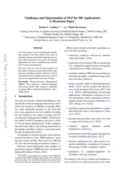 Challenges and Opportunities of NLP for HR Applications: A Discussion
  Paper
