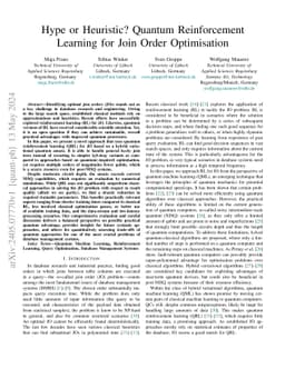 Hype or Heuristic? Quantum Reinforcement Learning for Join Order
  Optimisation