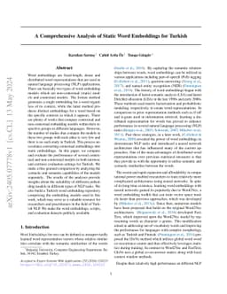 A Comprehensive Analysis of Static Word Embeddings for Turkish