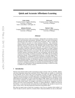 Quick and Accurate Affordance Learning