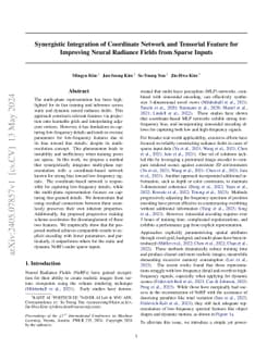 Synergistic Integration of Coordinate Network and Tensorial Feature for
  Improving Neural Radiance Fields from Sparse Inputs