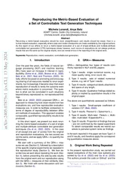 Reproducing the Metric-Based Evaluation of a Set of Controllable Text
  Generation Techniques