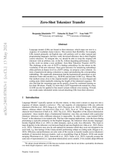 Zero-Shot Tokenizer Transfer