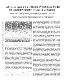 Diff-ETS: Learning a Diffusion Probabilistic Model for
  Electromyography-to-Speech Conversion